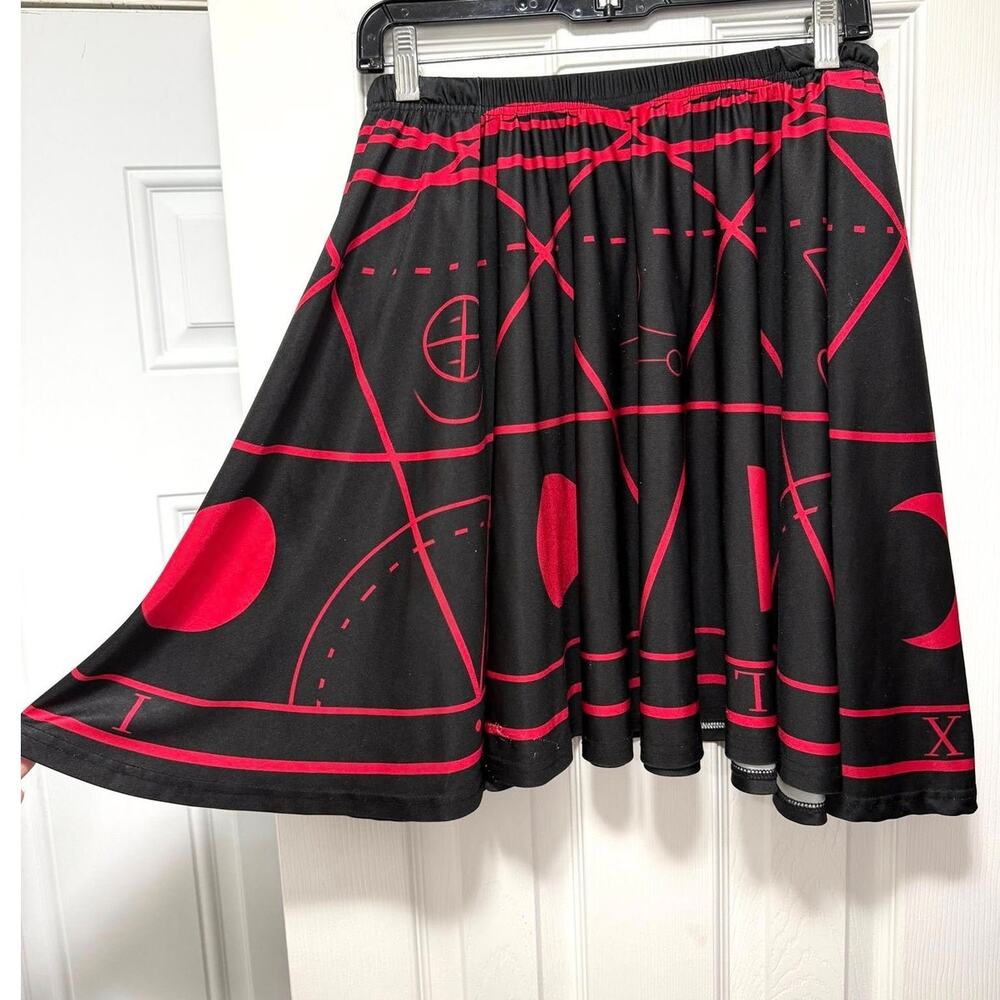Plus Size XL‎ 2X 3X Witch Vamp Red/Black Gothic Moon Skater Mini Skirt w/Pockets